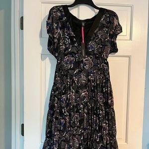 Black with flowers midi dress size small